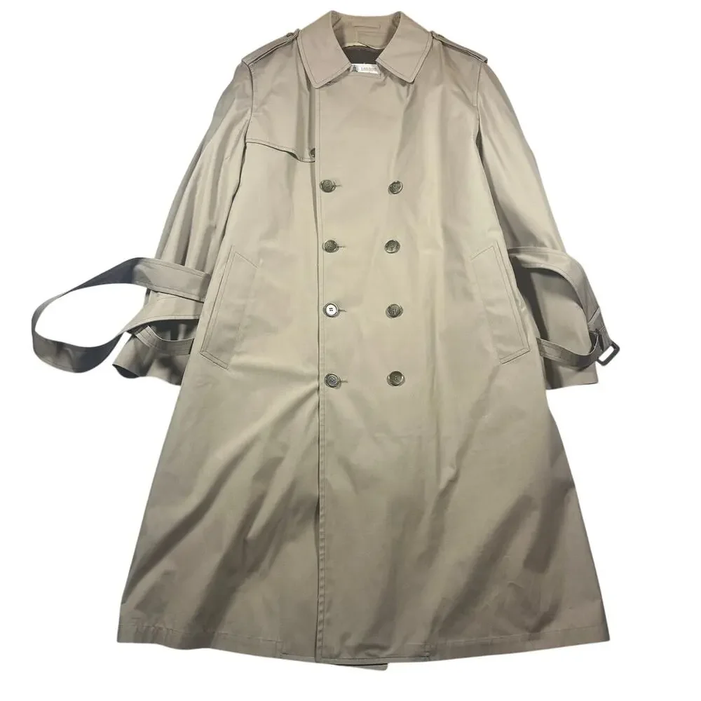 London Fog Belted Double Breasted Trench Coat Men's XL Long Beige Classic
